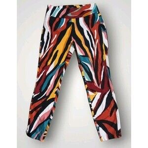 New York & Company Abstract Skinny Cropped Pants Multicolor Size S